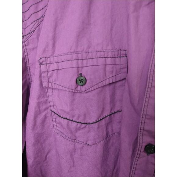 Tranquility Mayhem Woman M Shirt Purple Collared Button Western Casual Workwear - Picture 3 of 12